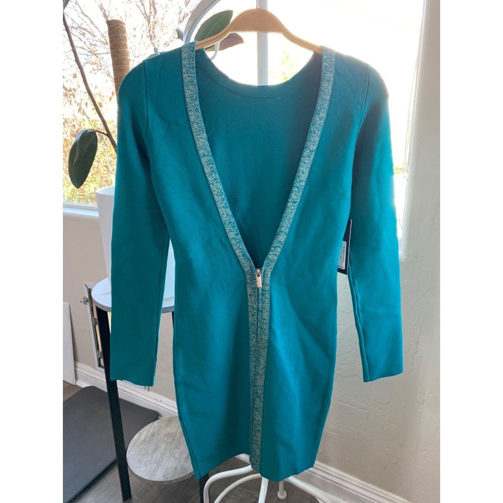 Marciano Los Angeles Aqua Bare Back Bandage Dress Small NWT Long Sleeve 6648